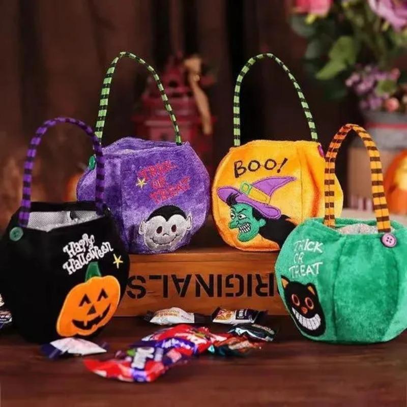 Bolsa de abóbora portátil de Halloween, doces ou travessuras, bolsa de doces para crianças, presente de feliz dia das bruxas, mochila de abóbora, bolsa de ombro
