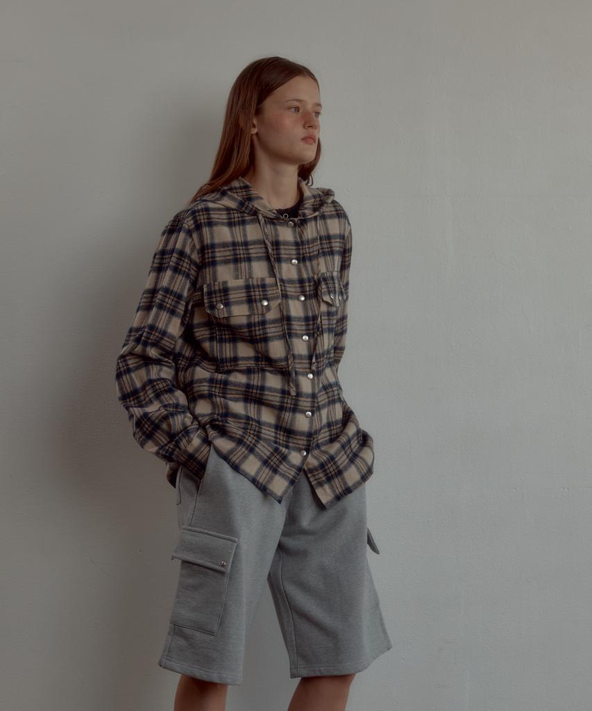 Leteoli Check Hood Shirt_Beige
