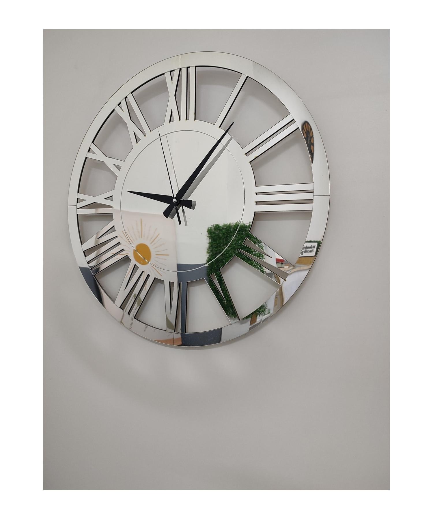 

Серебряные зеркальные настенные часы 50 см Vip Clock