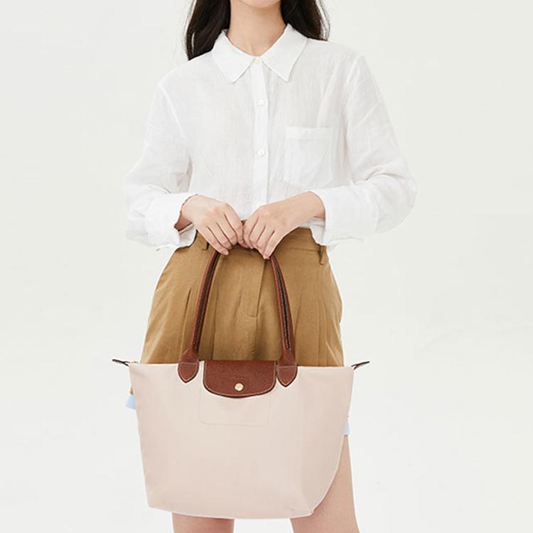 Longchamp Le Pliage 28 Button Zipper Closure Long Handle Dumpling Tote Bag Women Tote Bags Paper-Color 2605089P71
