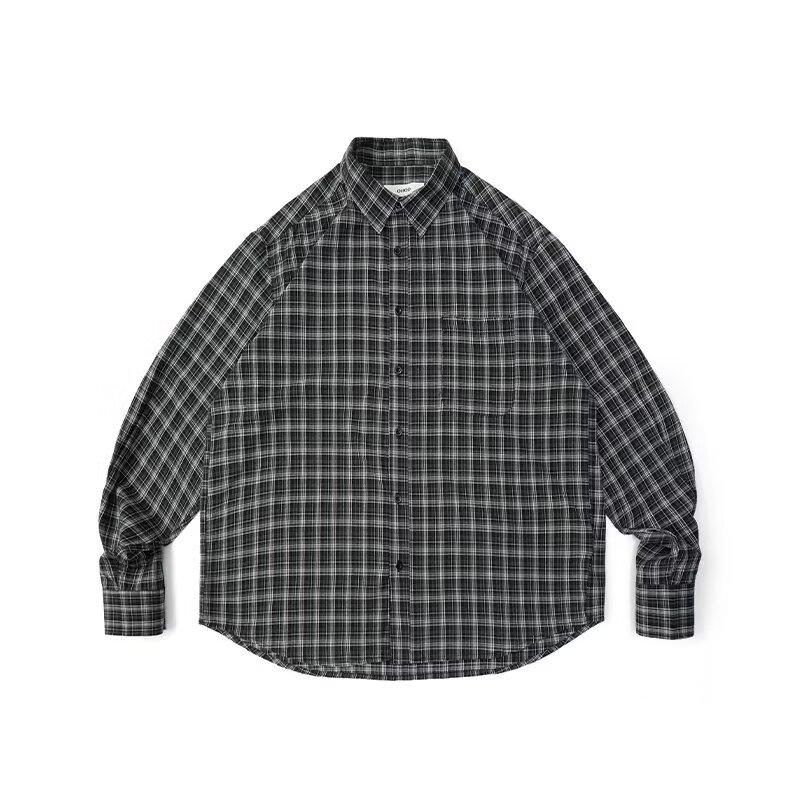 

Рубашка с длинным рукавом с буквенным принтом 2024 года в японском стиле в стиле Гонконга, свободная рубашка для мальчиков, летнее модное универсальное повседневное пальто 2XL чёрный