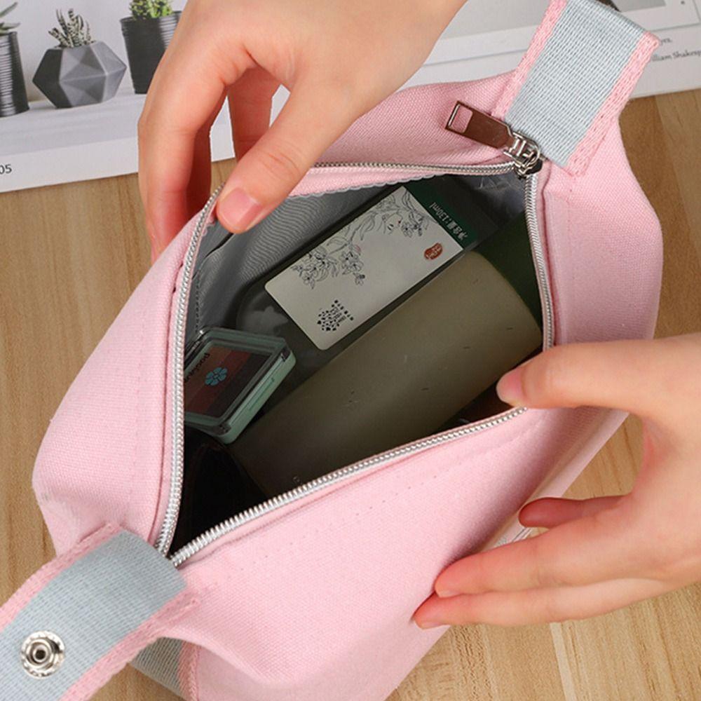 Modische Kosmetiktasche mit großem Fassungsvermögen Tragbare Hand-Kulturbeutel Leinwand Make-up-Organizer Reise
