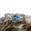 Color Treasure Ring S925 Sterling Silver Inlaid Natural Topaz Sugar Cube Open Ring Ring Fashion High Sense Women