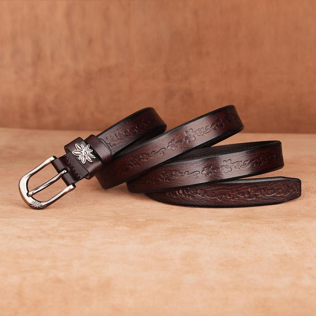 Women's Handmade Retro Leather Pin Buckle Belt - Trendy Cowhide Pant Accessory