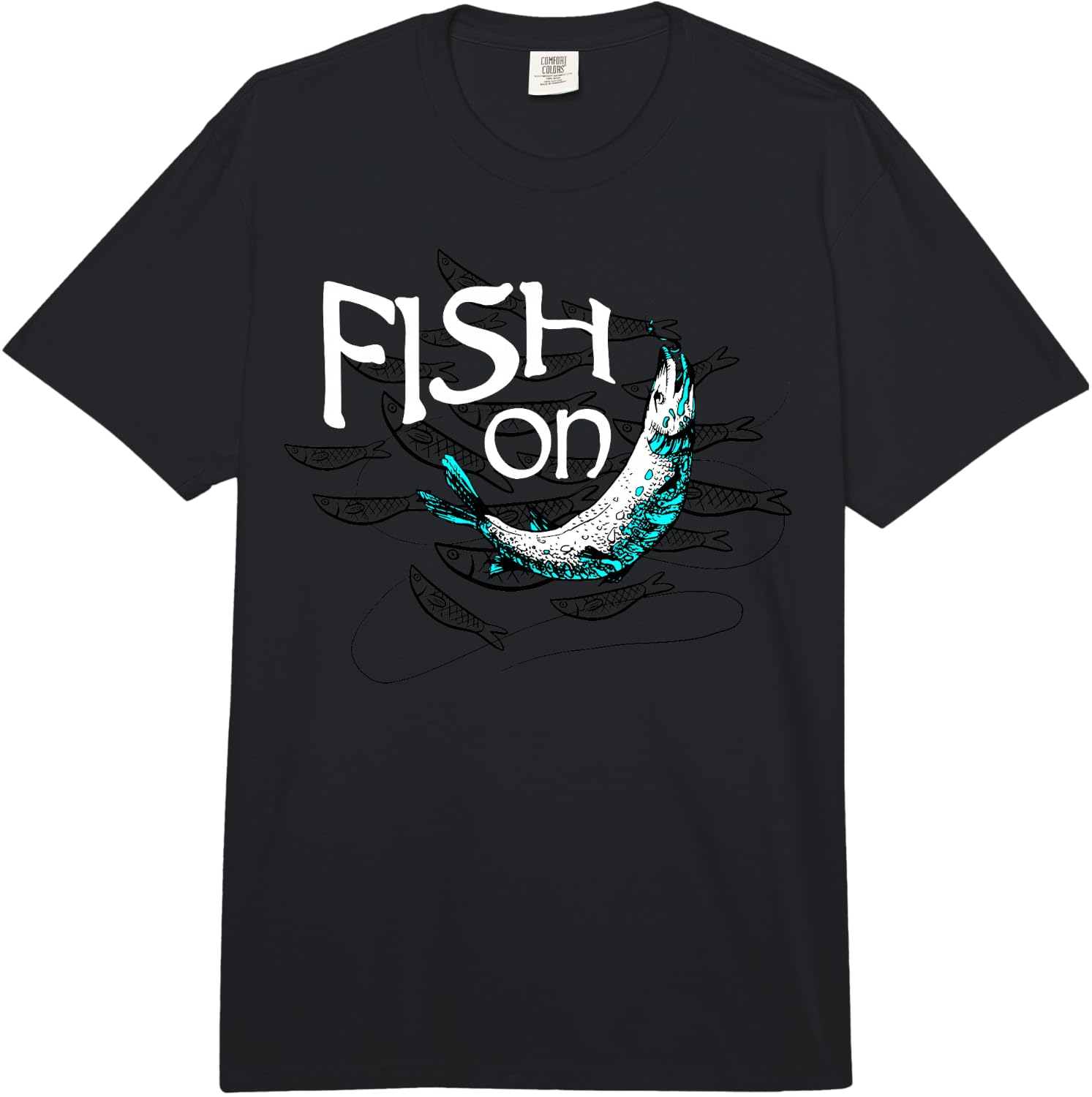 Fish On Fishing Gift for Bass Fisherman Fishing Gift Comfort Colors Adult Heavyweight  Unisex T-Shirt XXL