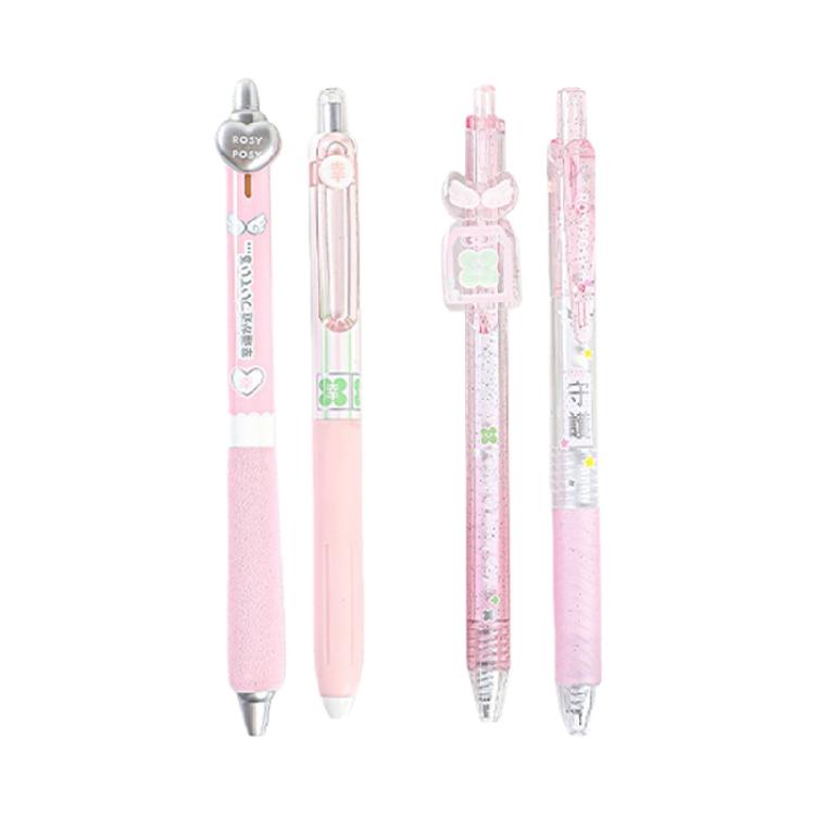 

4Pcs Retractable Gel Pen with Plastic Clip 0.5MM Tip Gel Inks Pen Black Inks for Daily Journaling Note Taking