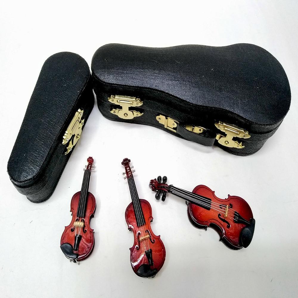

Mahogany Mini Violin With Support Multi-dimension Miniature Violin Violin Model Collection 10cm