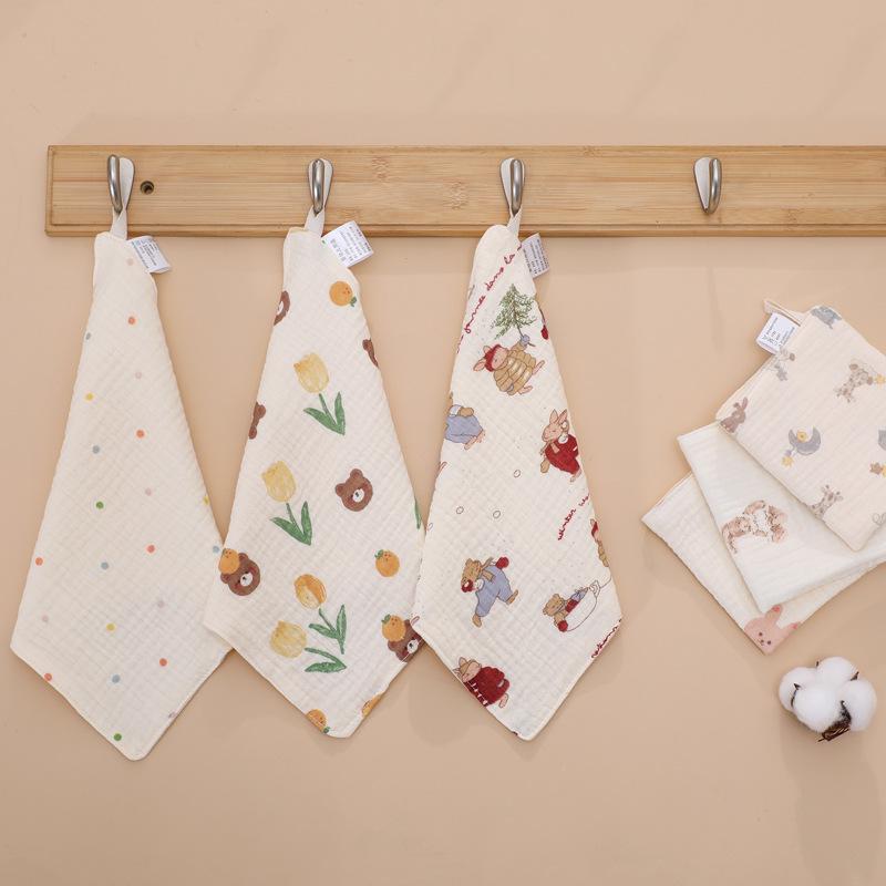 Baby Four-Layer Crepe Cotton Handkerchief - Printed Gauze Towel for Children