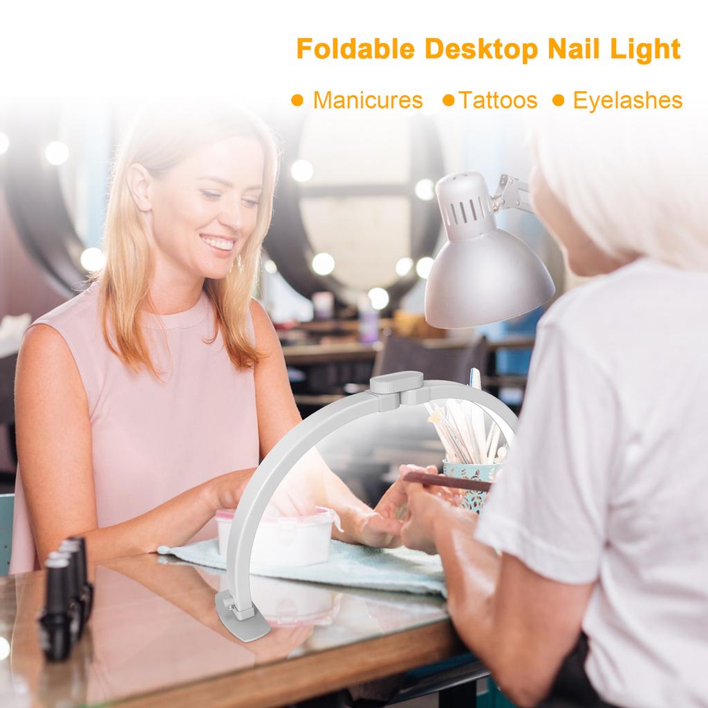 Half Moon Nail Lamp Lash Embroidery Beauty Lamp Adjustable 10 Levels of Brightness and 3 Levels of