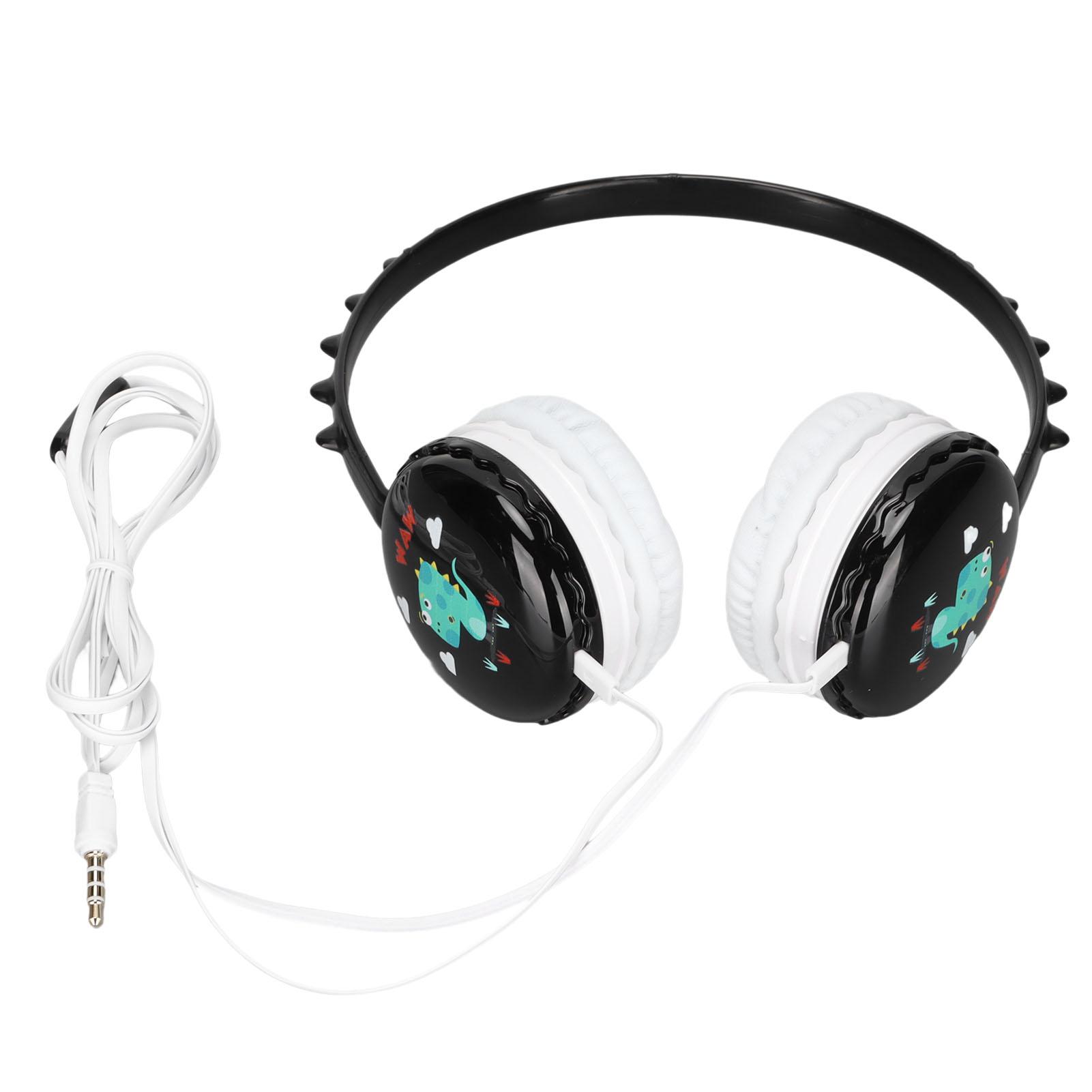 

Детские проводные наушники с разъемом 3,5 мм, стерео, регулируемое оголовье, милая детская гарнитура с динозавром для ПК чёрный