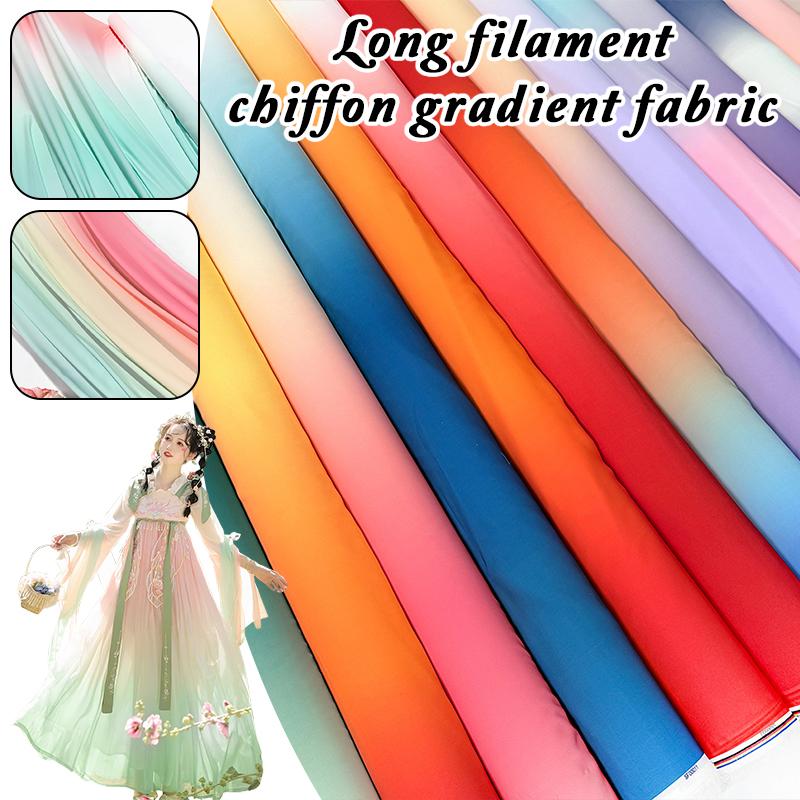 100x150cm Gradient Rainbow Fabric Ancient Style Sewing Hanfu Dress Stage DIY Costume Hanfu Silky Dress Stage Garment