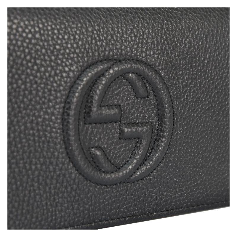 Gucci [Versatile Classic Recommendation] Soho Embossed Logo Chain Leather Wallet Shoulder Crossbody Bag Women's Black