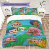 Bubble Guppies Inspired Pattern Bedding,Quilt Set Quilt Cover Pillowcase Home Birthday Gift (1*duvet Cover+2*pillowcase,without core)XSJT0917276