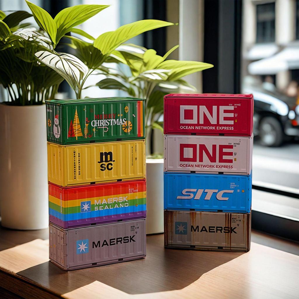 Miniature Tinplate Shipping Container Display Box for Figurines - Trendy Collectible Ornament & Storage Gift