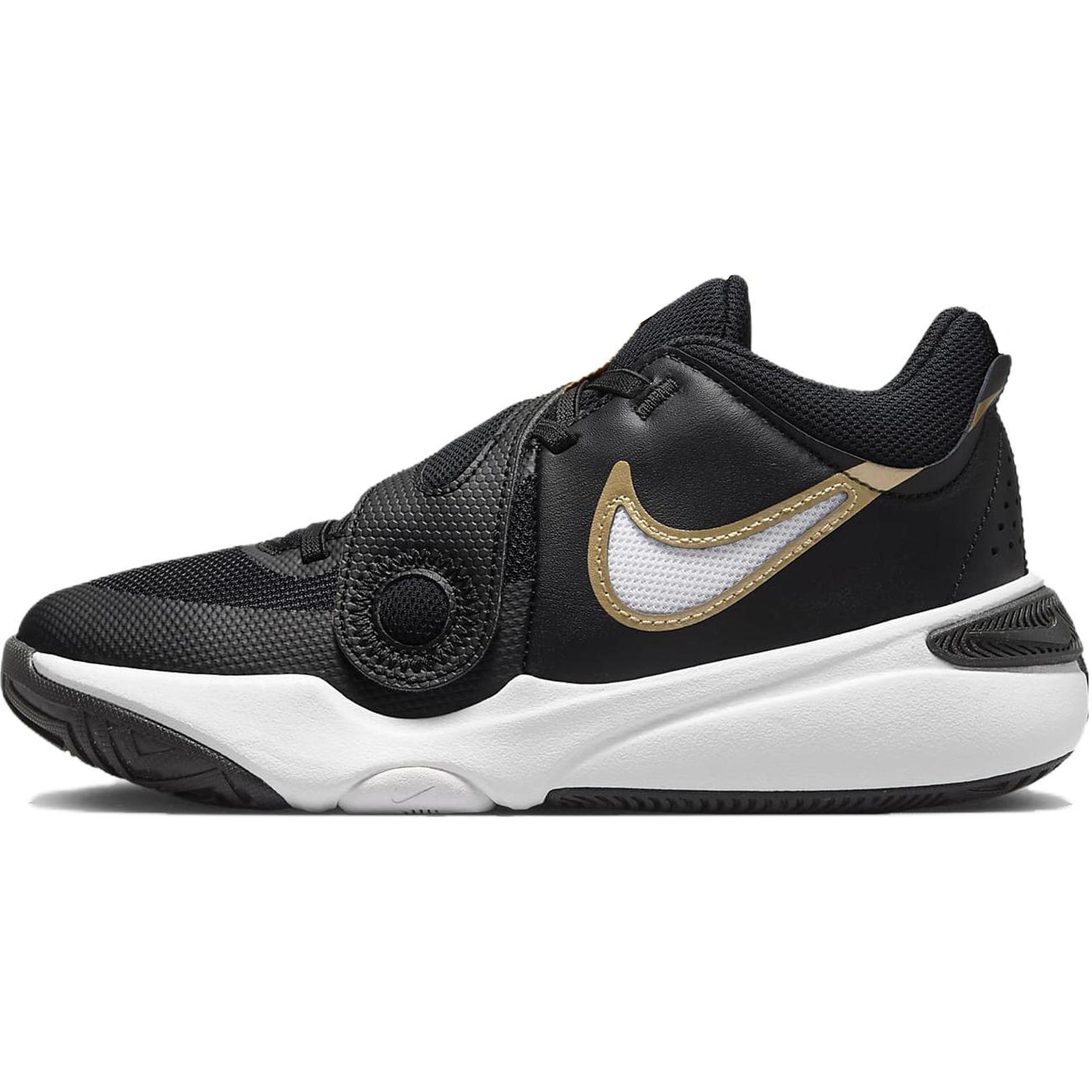 

Детские кроссовки Nike Team Hustle D11 GS Black Metallic Gold, белые DV8996-004 38.5