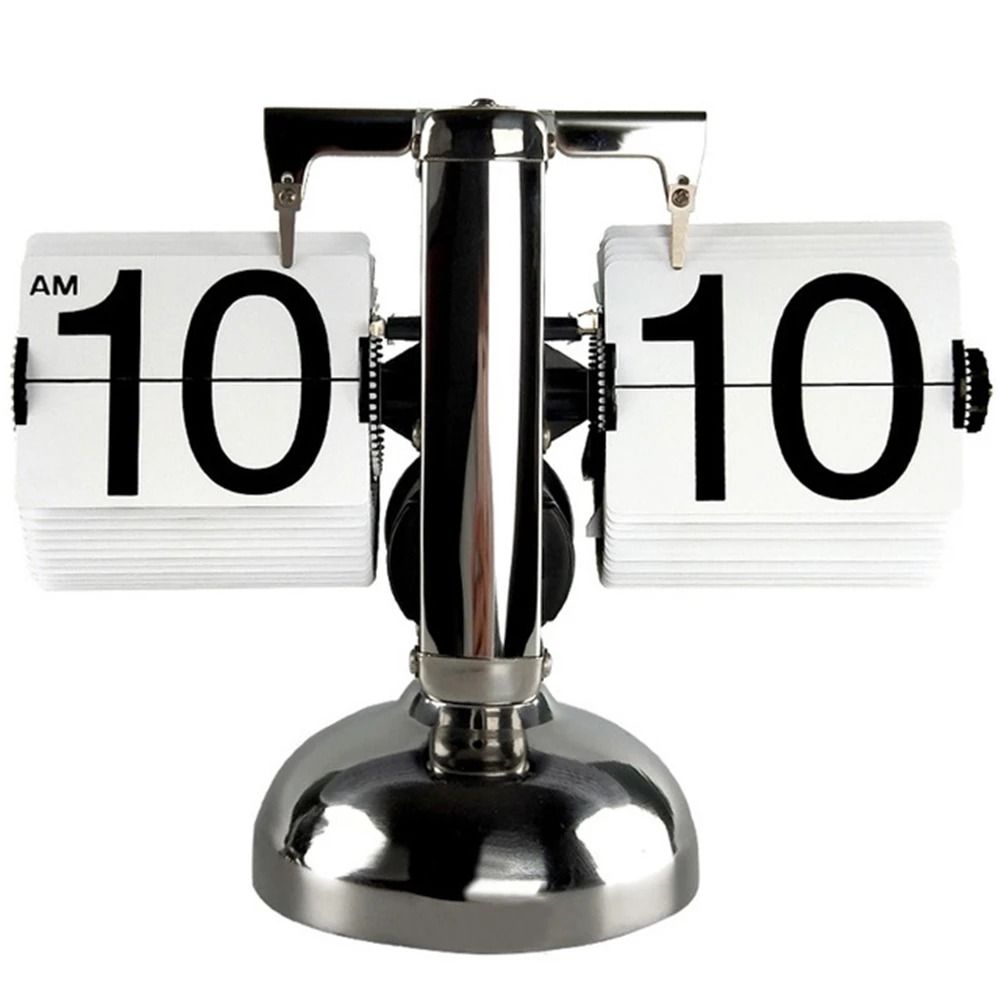 Quartz Movement Digital Auto Flip Clock Page Turning Automatically Metal Desk Flipping Clock  Gift