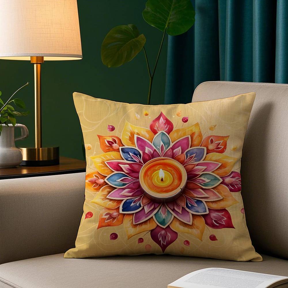 Diwali Festival Pillow Case Cozy Plush Pillow Cover Double Side Printed – Home Gift for Bedroom Decor