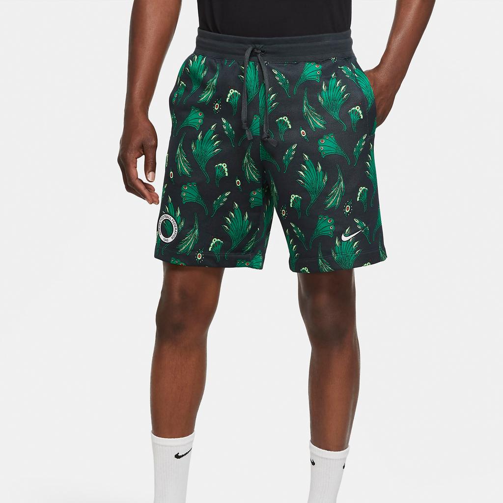 Nike Alumni Nigeria Team Feather Print Casual Shorts Men Bottoms Green CU1408-364