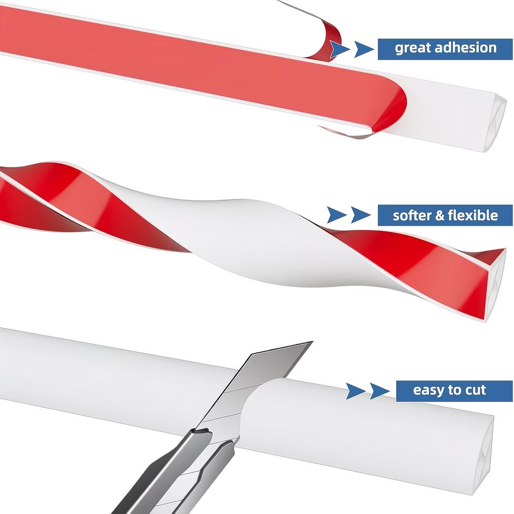 1PC 1/3meters Flexible Quarter Round MoldingCaulk Strip for Wall Edge Floor Corner,Bendable Self-Adhesive Baseboard Trim