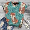 Sommer Kreativ Fuchs Groß Locker 3D T-Shirt 3D Bedrucktes Damen Kurzarm T-Shirt