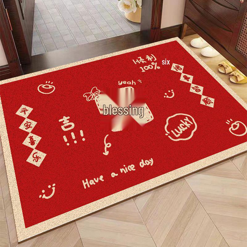 High-End Red Coil Entrance Door Mat - Dirt-Resistant, Washable, Cuttable, and Wear-Resistant