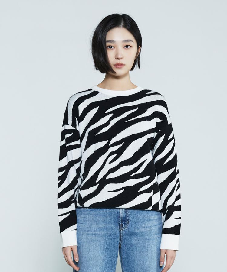 Burkeru Women S Zebra Pullover Knit Black Black/Black_F