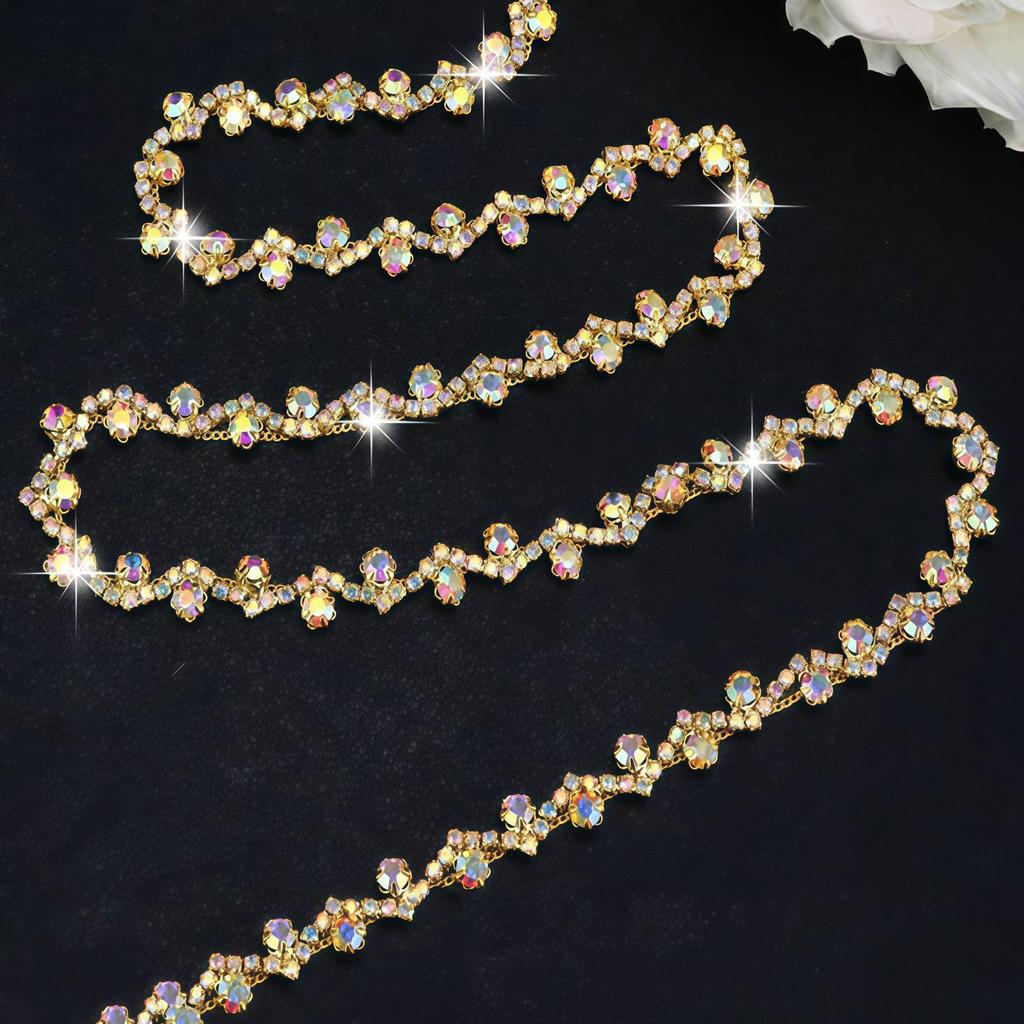 Catena a graffa a forma di S con strass colorati per nappe fai-da-te in vita e accessori decorativi per saldatura