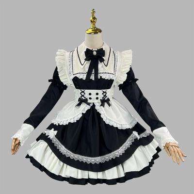 Perfect Maid Lolita Costume with Detachable Sleeves and Tie for Performances and Live Streams