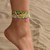 Pink Purple Blue Small Flower Pendant Anklets For Women Rainbow Beads Foot Chain Beach Jewelry Ankle Bracelet Summer Accessories