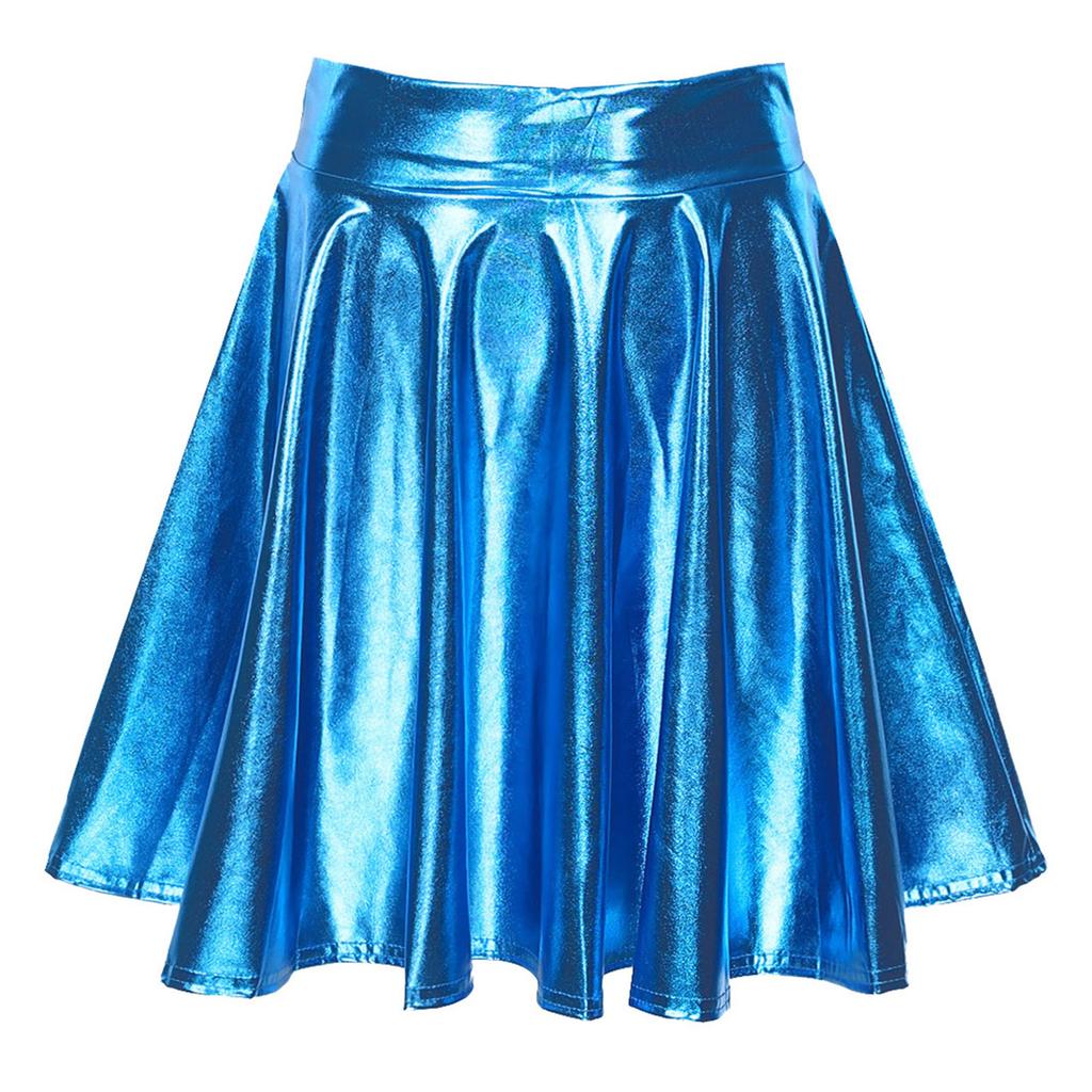 High Waist Flare Skirt Club Stage Costume Party Dancewear Shiny Ruffle Skirts for Women