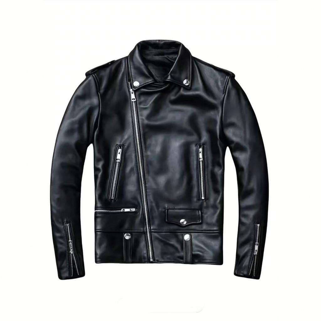 New men's PU leather jacket motorcycle jacket slim lapel zipper jacket spring and autumn trend men's leather jacket