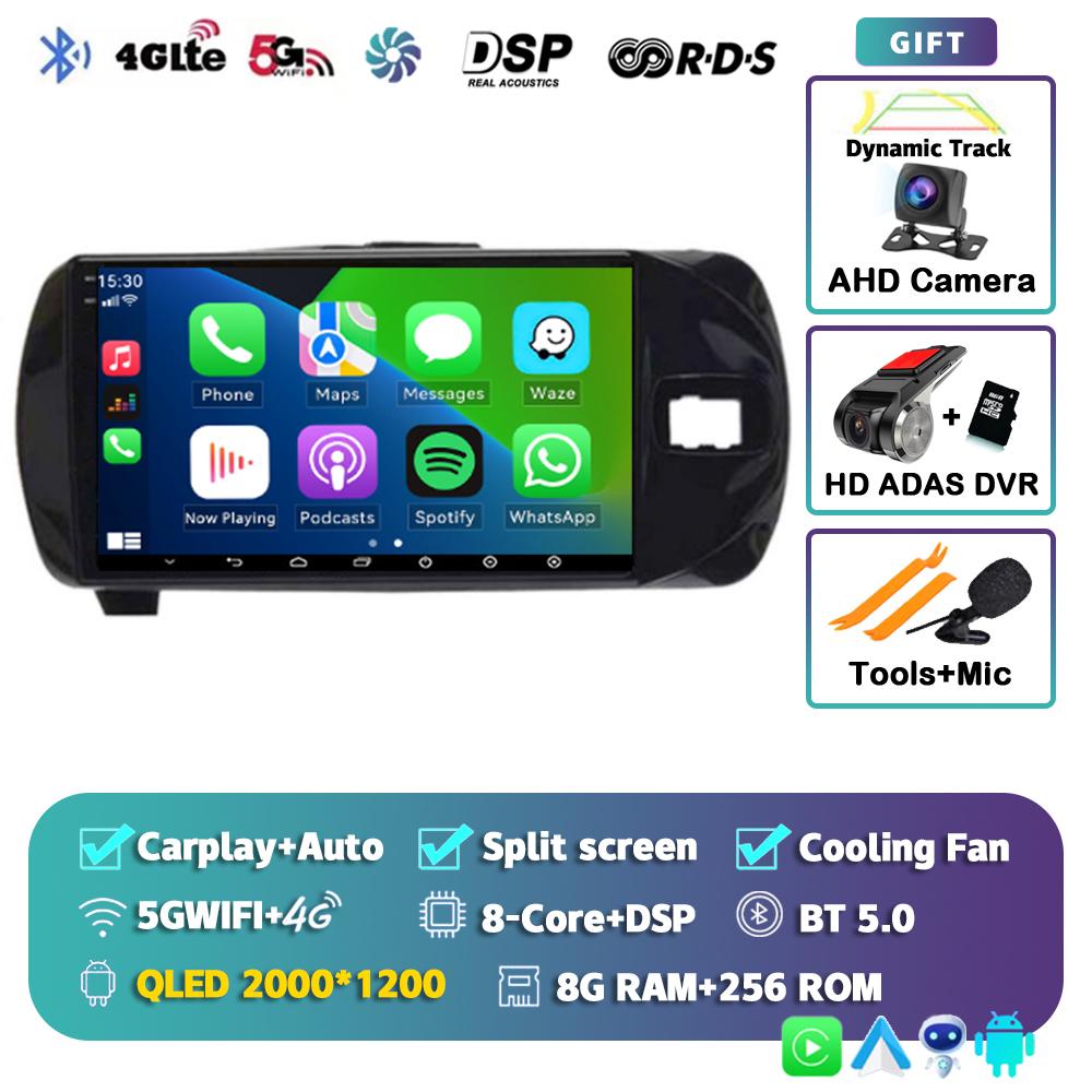 Android 14 Carplay For Toyota Vitz 3 XP130 2014 2015 2016 2017 2018 2019 Car Radio Multimedia Video Player Navigation GPS Stereo