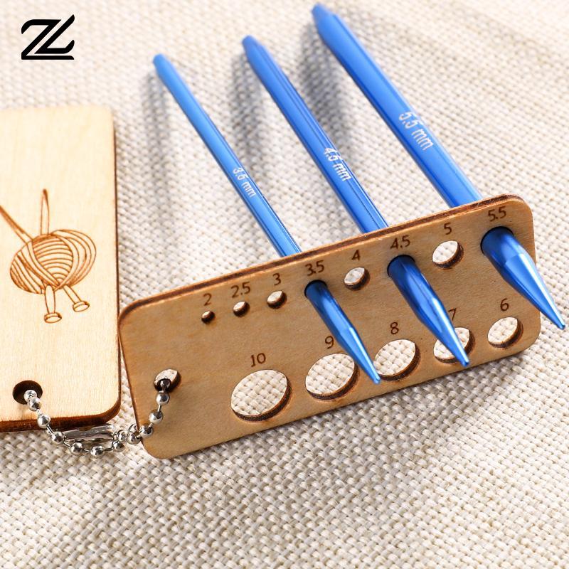 Compact Knitting and Crochet Wooden Density Gauge and Marker for On-the-Go Crafters
