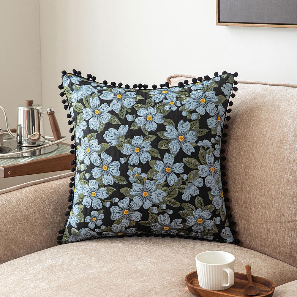 Houndstooth Splicing Pillow Case Sofa Decoration Cushion Cover Living Room Bedroom Waist Pillow Velvet Ball Pillow