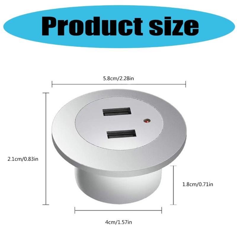 2 Port USB Desktop Embedded Charger For Mobile Phone USB Computer Desk Data Line Splitter Charging Adapter