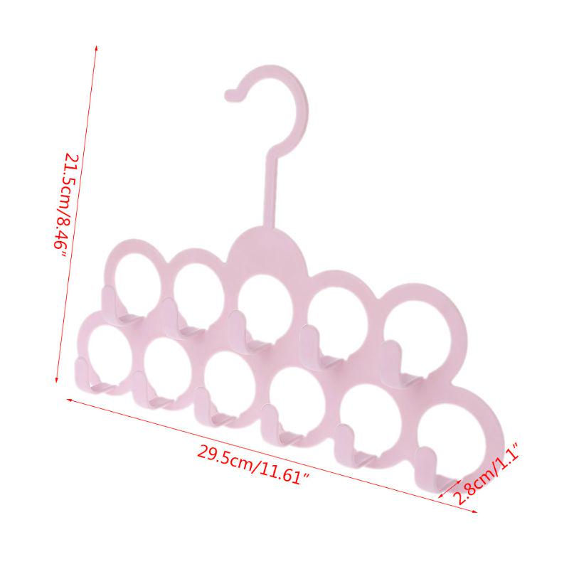 11 Holes Clothes Tie Belt Shawl Scarf Hanger Display Holder Closet Organizer Hook Drop Ship
