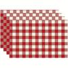 4/6pcs Red and White Buffalo Plaid Placemats for Everyday Holiday Anniversary Meals, Suitable for Home Kitchen Restaurant Party Indoor and Outdoor