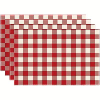 4/6 pz Tovagliette a Quadri Buffalo Rosso e Bianco per Pasti Quotidiani, Festività, Anniversari, Adatte per Cucina di Casa, Ristorante, Festa, Interni ed Esterni