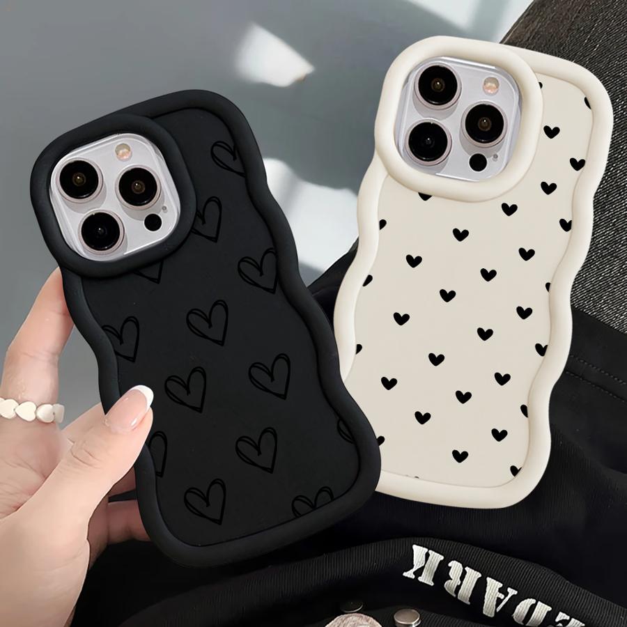 Custodia Cover Morbida per Telefono con Fiore e Cuore d'Amore a Cartoni Animati per iPhone 14 12 15 Plus 13 16 Pro Max 17 Air XR 11 8