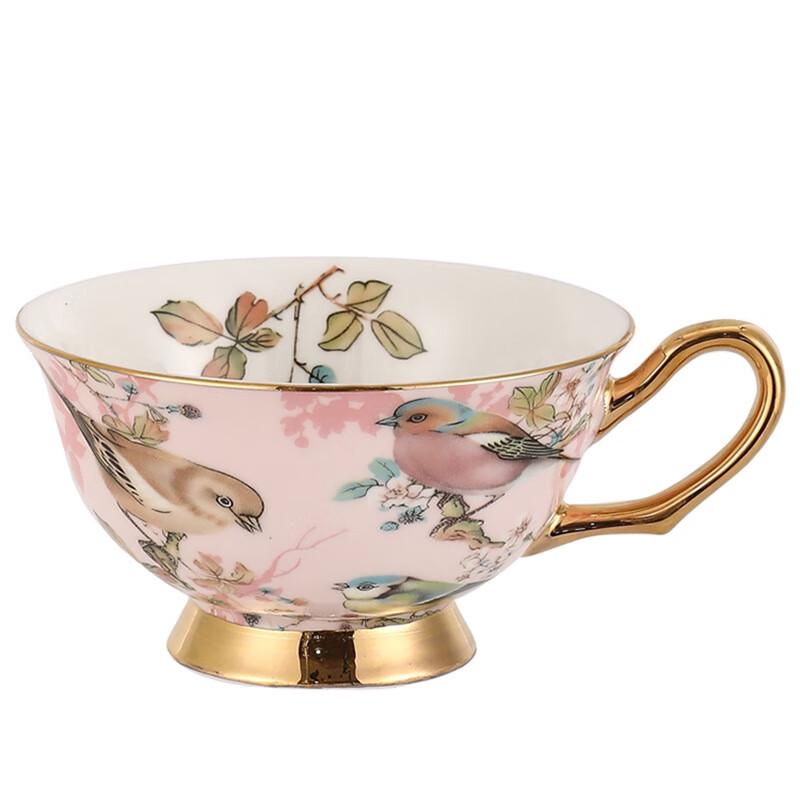 Pink Bird Ceramic Coffee Tea Cup Set