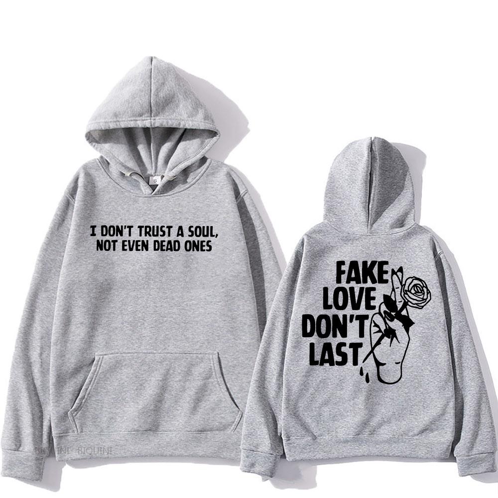 Fake Love Don't Last Hoodies Rapper Mgk Machine Gun Kelly Sweatshirts for Men/Women Hip Hop Graphic Printing Pullovers Hooded