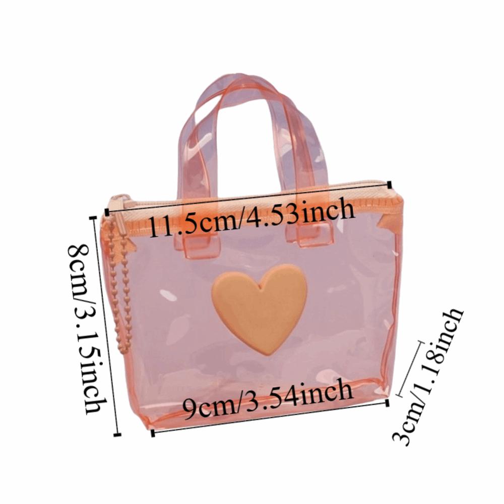 Compact Solid Color Heart-Shaped Storage Bag Mini Waterproof Coin Purse Handheld Keychain Earphone Bag Water Splashing Festival