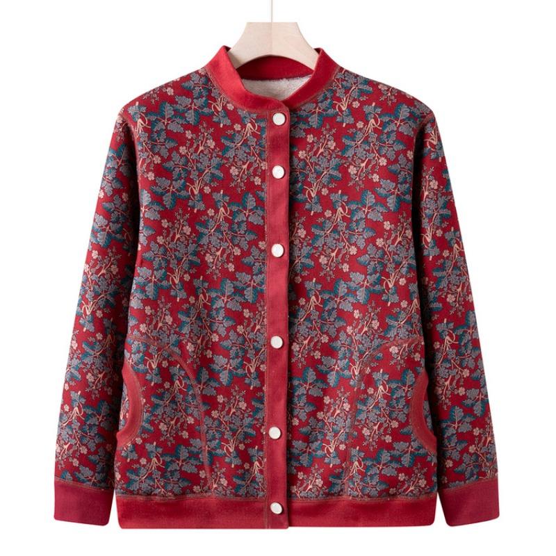 Mom autumn knitted sweater jacket new middle-aged and old casual sweater cardigan women's grandma top for the elderly