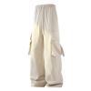 Summer Men's Drawstring Cargo Pants Wide Leg Casual Streetwear Trousers