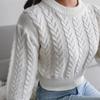 Knit Sweater Women Autumn Winter Long Sleeve Twist Neck S-XXL Crop