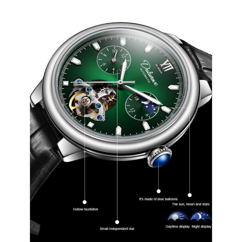 Men Mechanical Wristwatches 3ATM Waterproof Automatic Watch Moon Phase Tourbillon Sports Watch