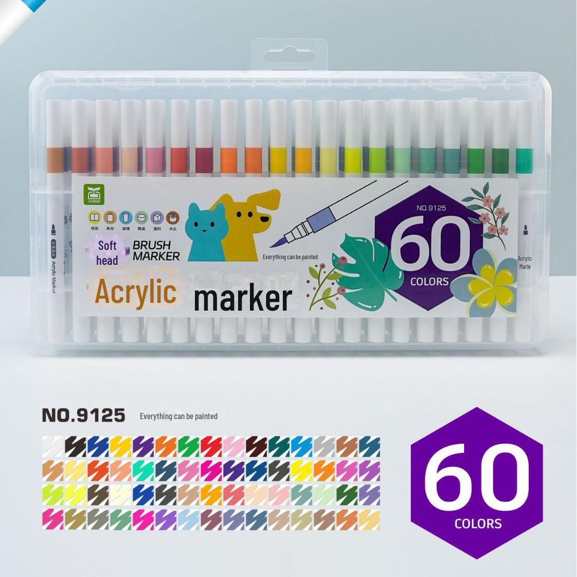 

Dakepinchuang 60-цветный водостойкий акриловый граффити-маркер для студентов - мягкий наконечник