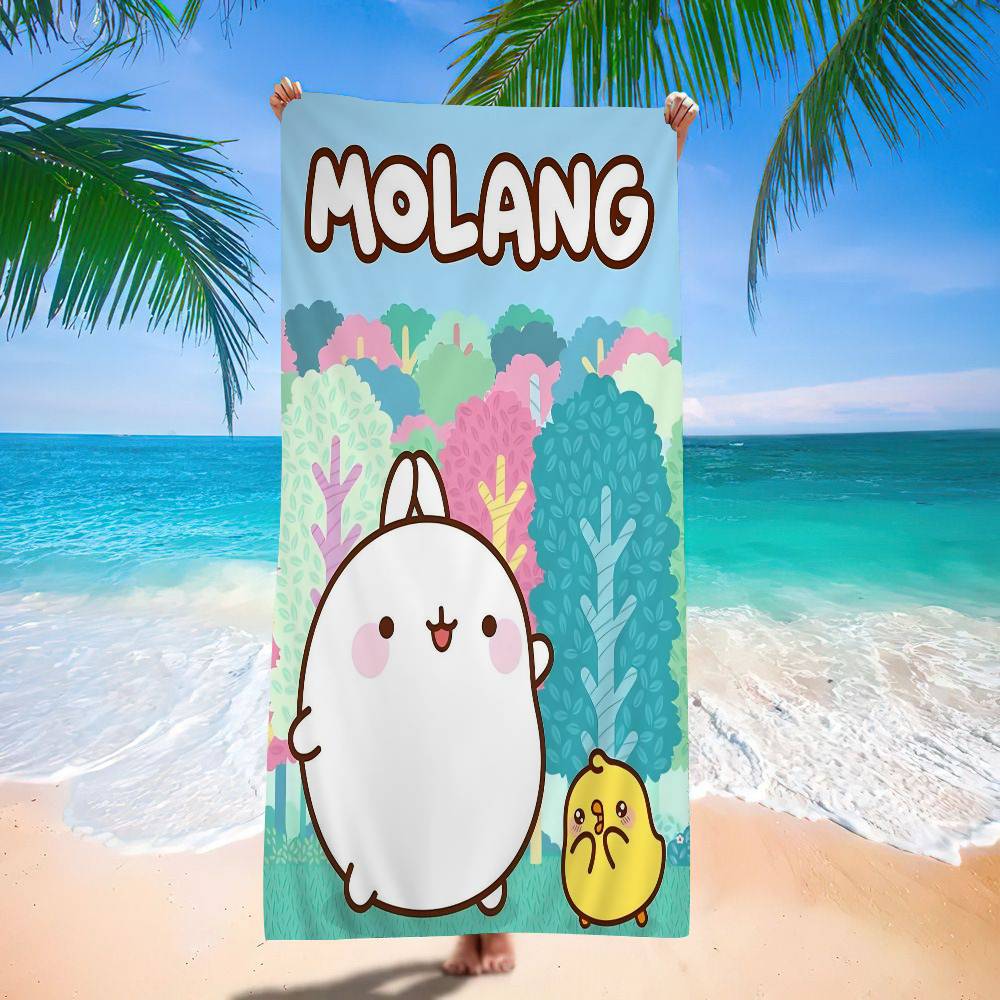Cute M-molangs Microfiber Printed Beach Towel Mountain Climbing Yoga Beach Swimming Running Absorbent Soft Towel