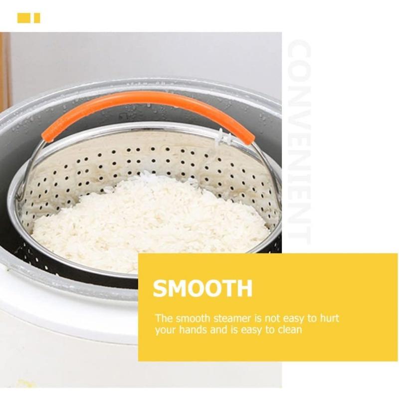 2-4L Stainless Steel Steamer Basket Instant Pot Accessories Instant Cooker with Silicone Covered Handle Draining Steam Basket