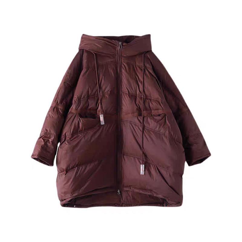 Weiße Entendaunenjacke große Größe Winter neue Mode lässig Retro locker verdickt mit Kapuze warme Jacke